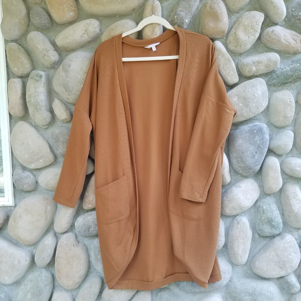 IVOIRE Cardigan Pumkin Rust Orange Autumn Style | Long Length with POCKETS - Picture 3 of 7